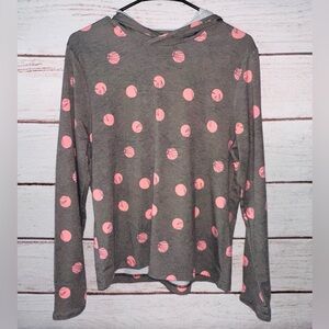 Huk Women's Gray Hoodie with Pink Dots Size Medium Casual lightweight School